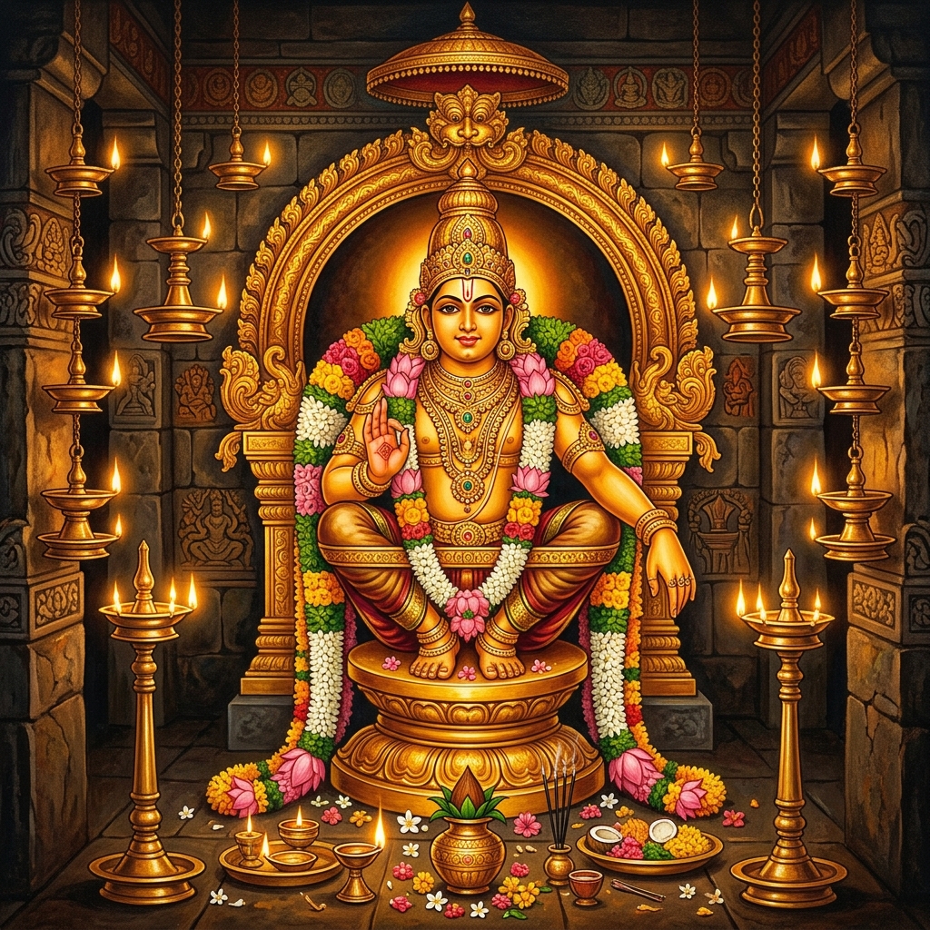 Golden Deity of Lord Ayyappa at Sabarimala
